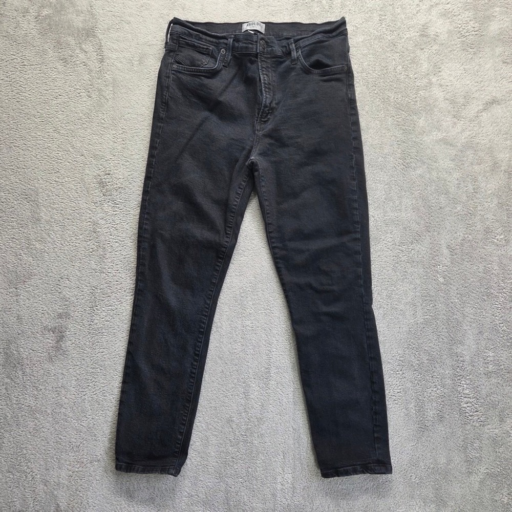AGOLDE Jeans Womens 30 Black Skinny High Rise Faded Stretch Denim